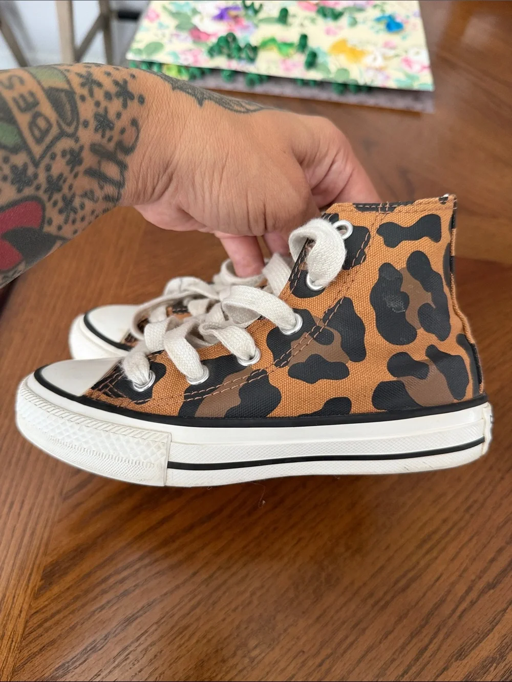 Kids High-Top Sneaker in Brown Leopard Print